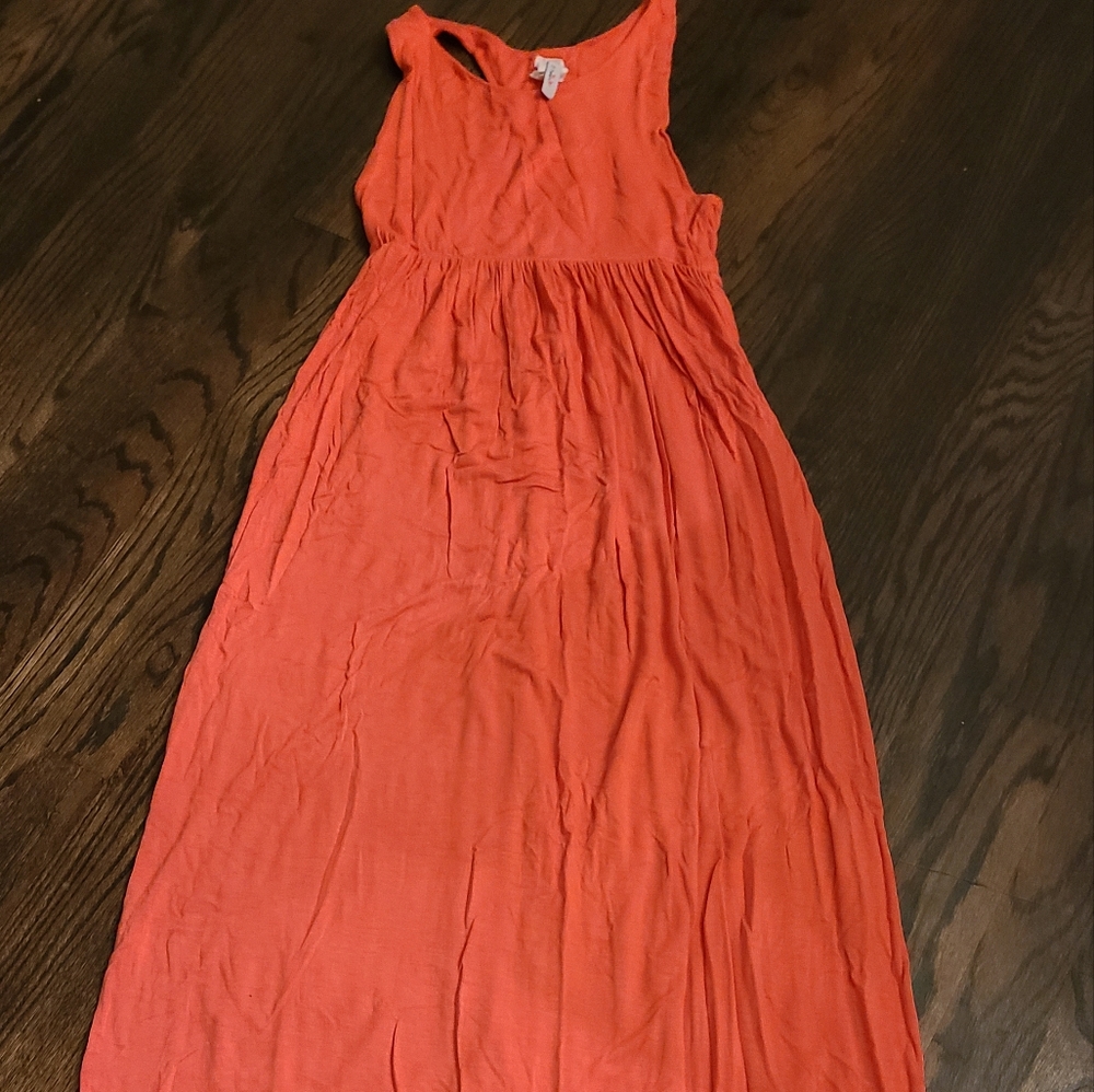 Orange cotton maxi dress